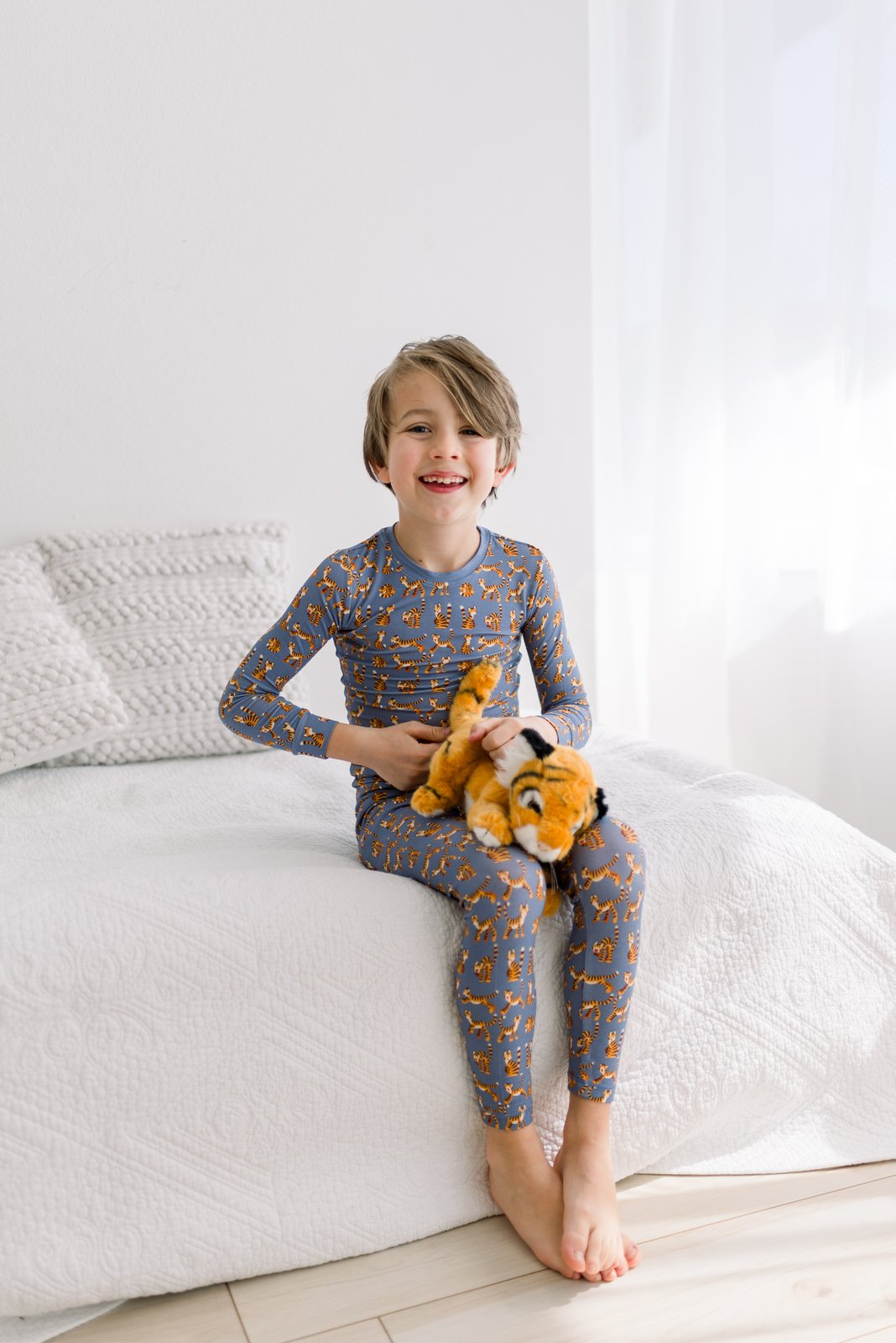 Kickee Pants Print Long Sleeve Pajama Set, Moonlight Tiger
