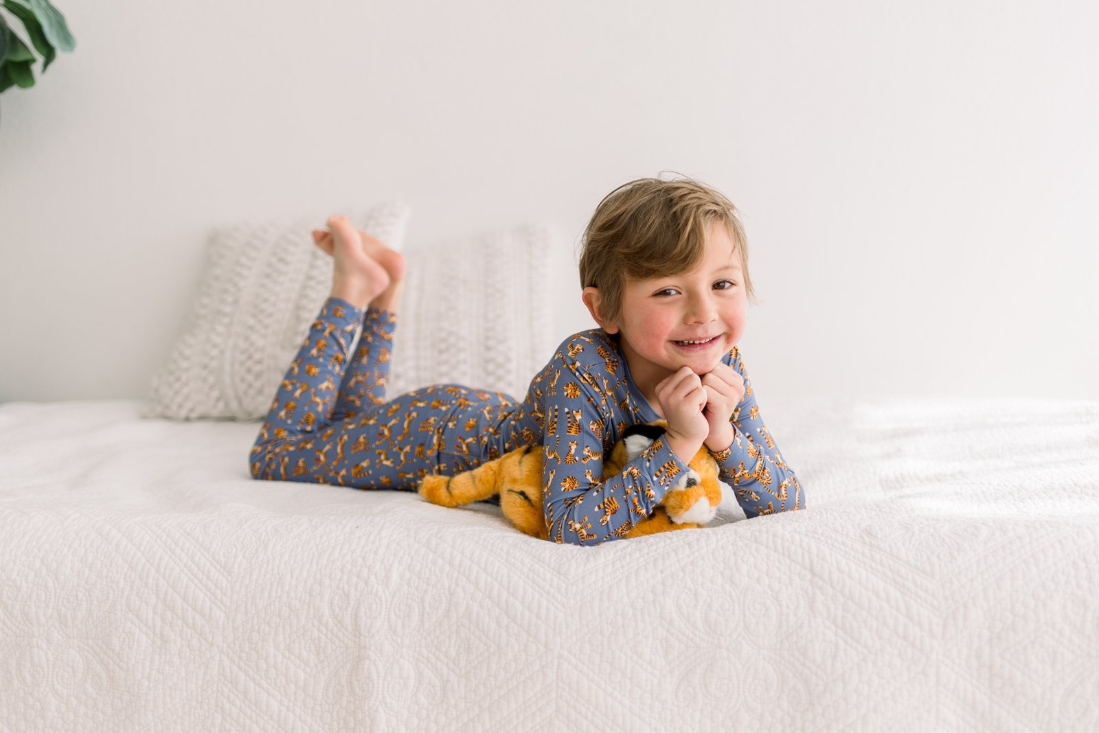 Kickee Pants Print Long Sleeve Pajama Set, Moonlight Tiger