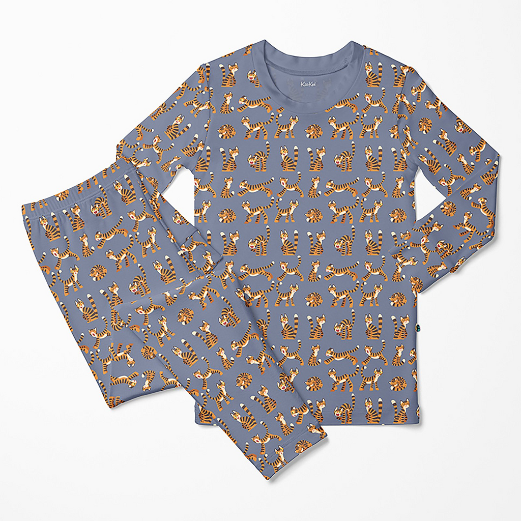 Kickee Pants Print Long Sleeve Pajama Set, Moonlight Tiger