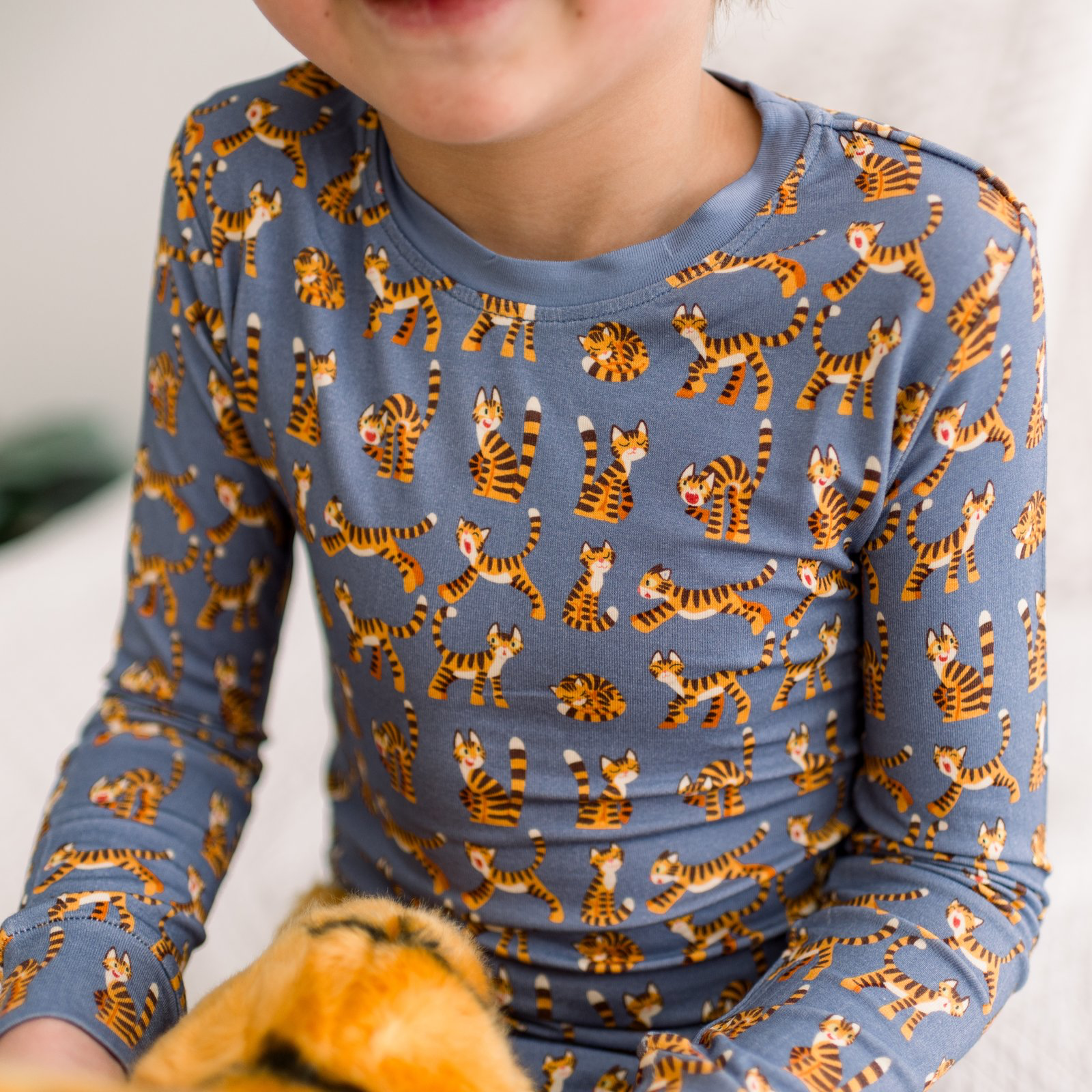 Kickee Pants Print Long Sleeve Pajama Set, Moonlight Tiger
