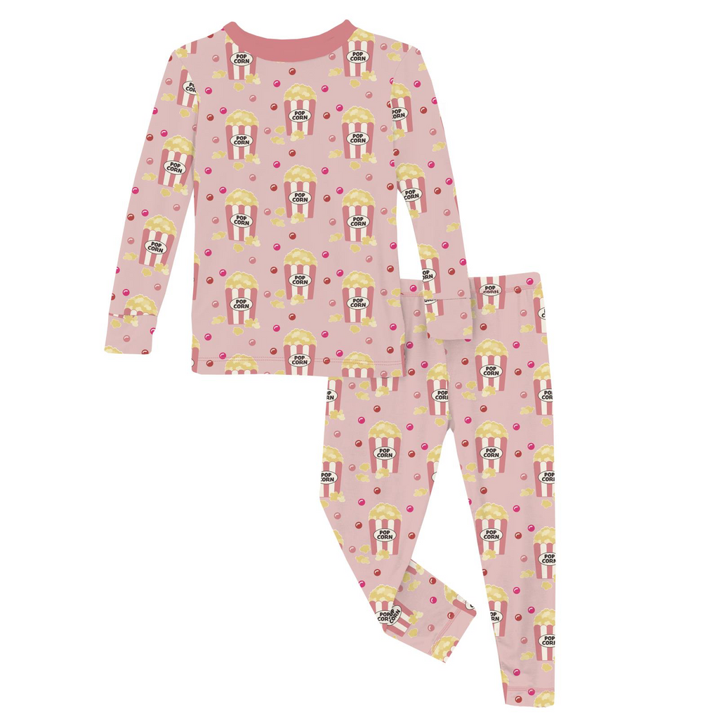 Kickee Pants Print Long Sleeve Pajama Set, Baby Rose Movie Night