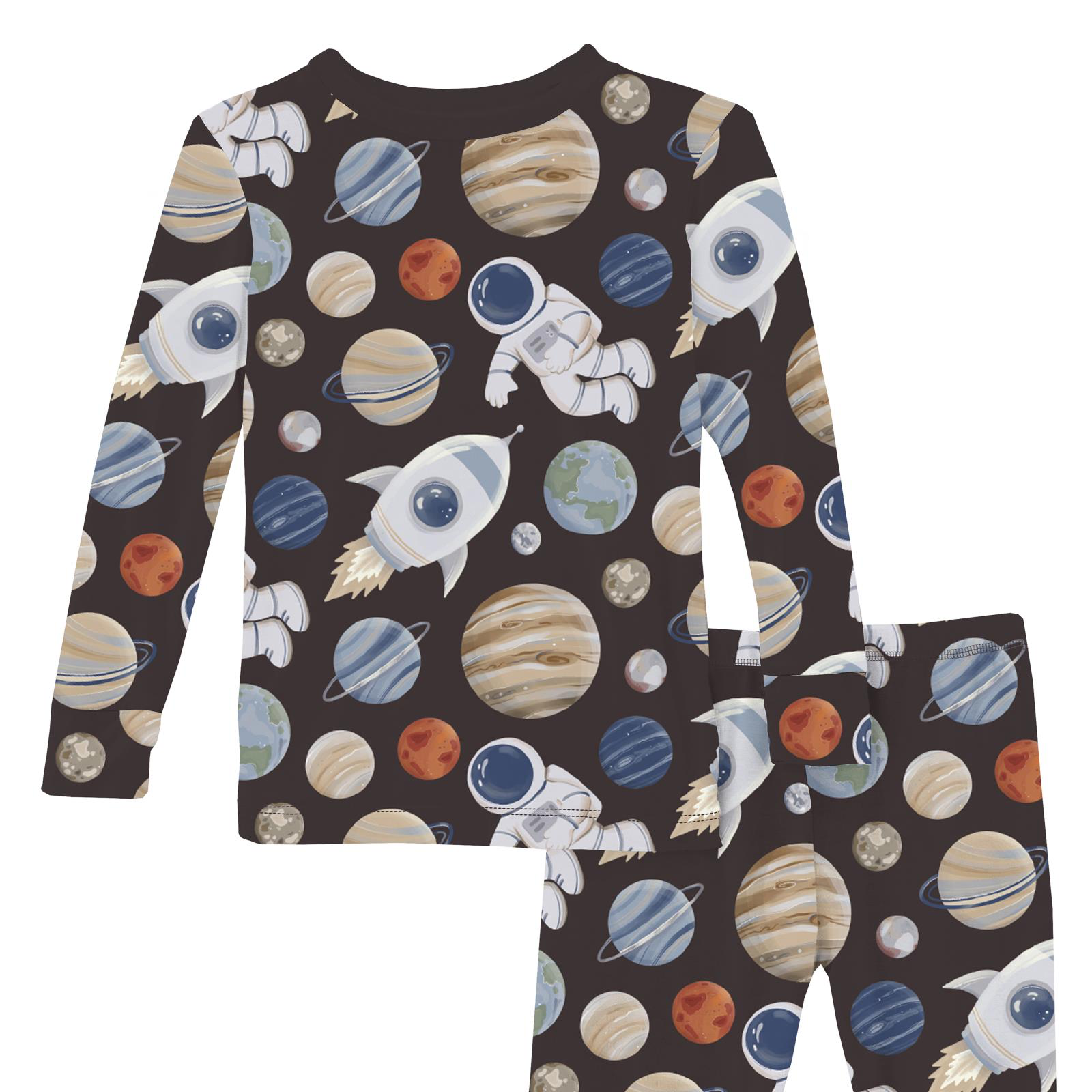 Kickee Pants Print Long Sleeve Pajama Set, Midnight Space Dream