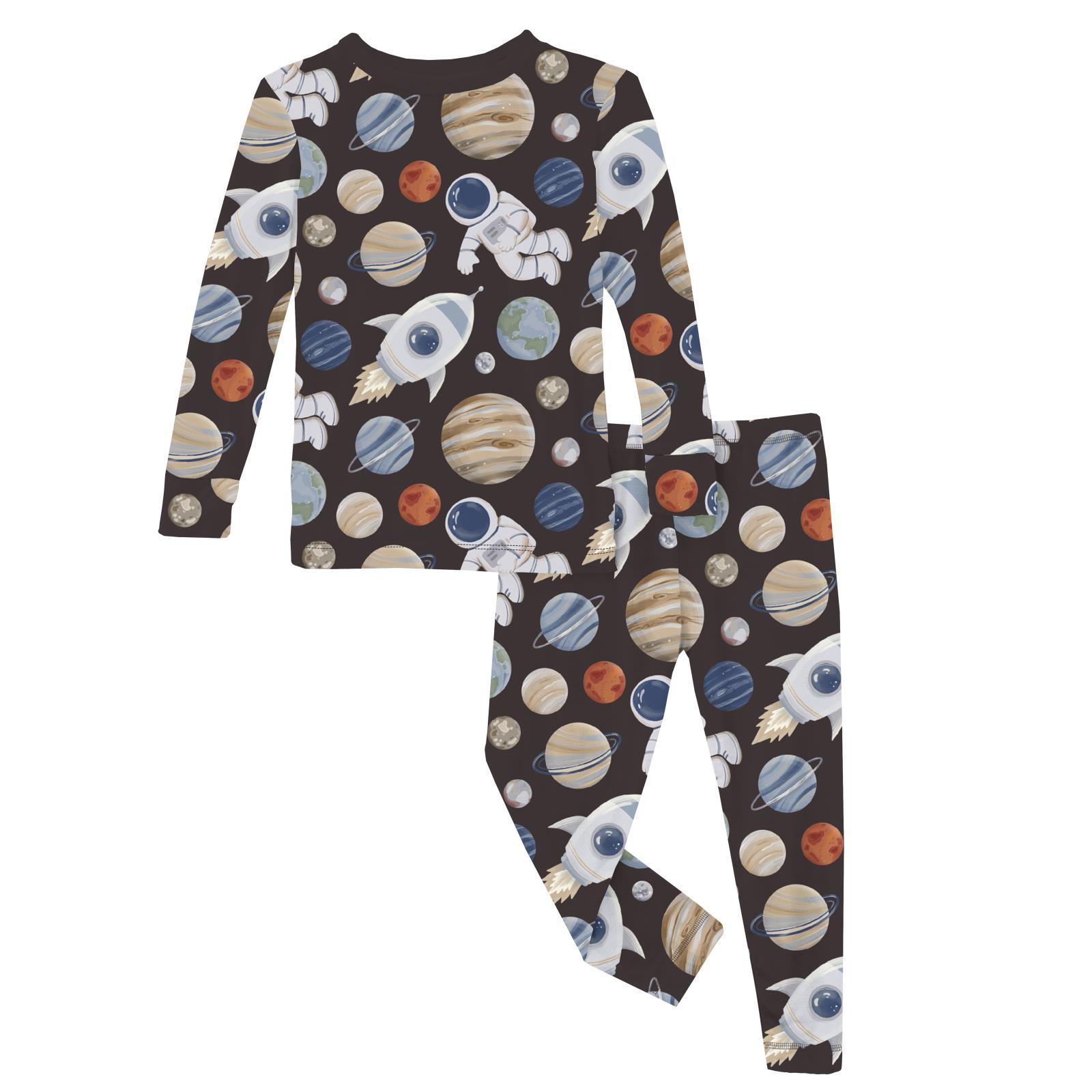 Kickee Pants Print Long Sleeve Pajama Set, Midnight Space Dream