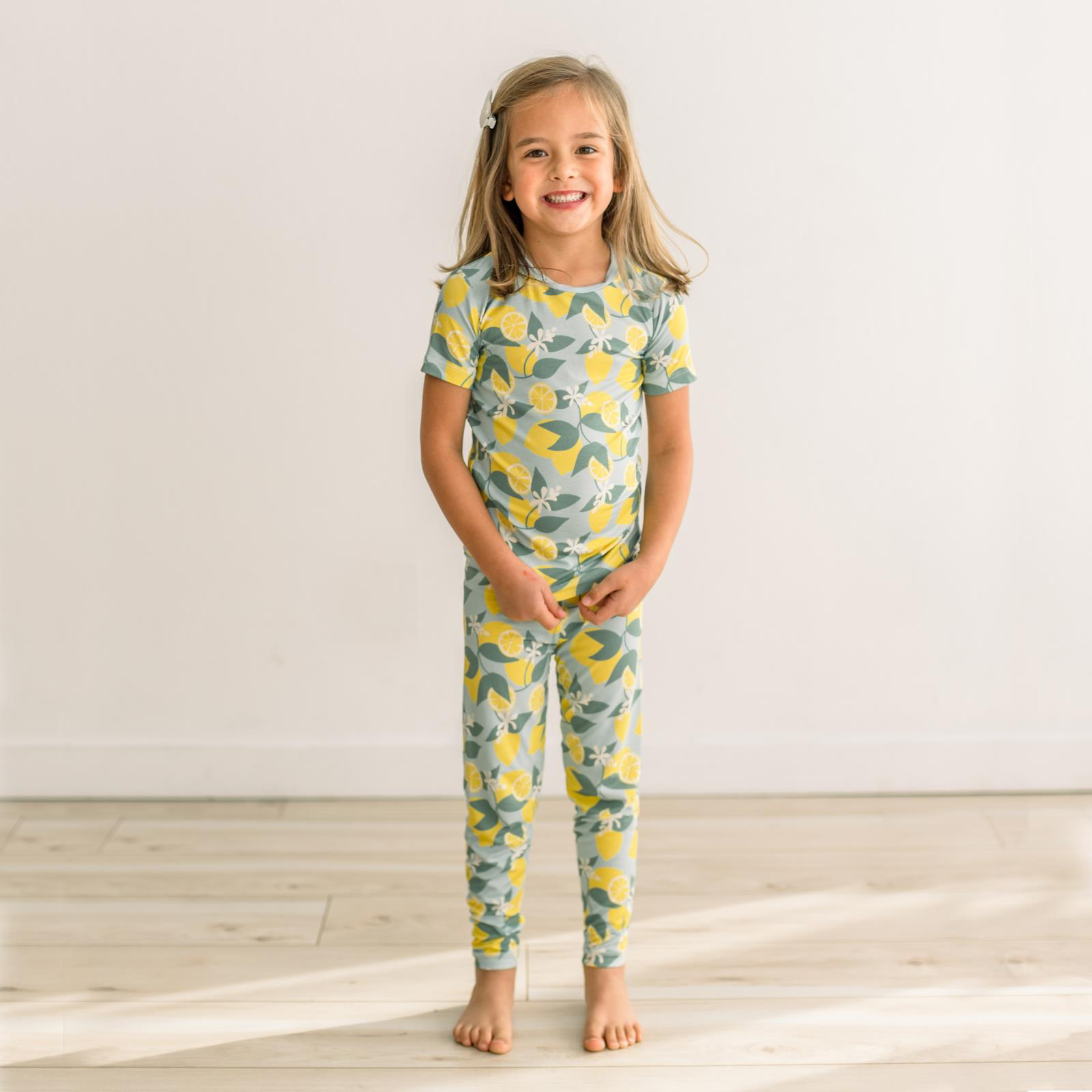Kickee Pants Print Short Sleeve Pajama Set, Spring Sky Lemonade - Flying Ryno