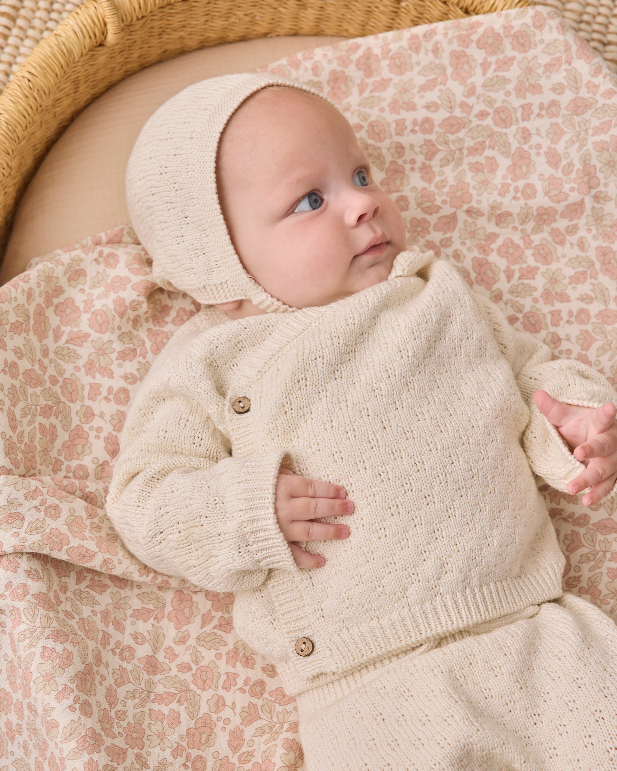 Quincy Mae Knit Wrap Top and Pant Set, Natural