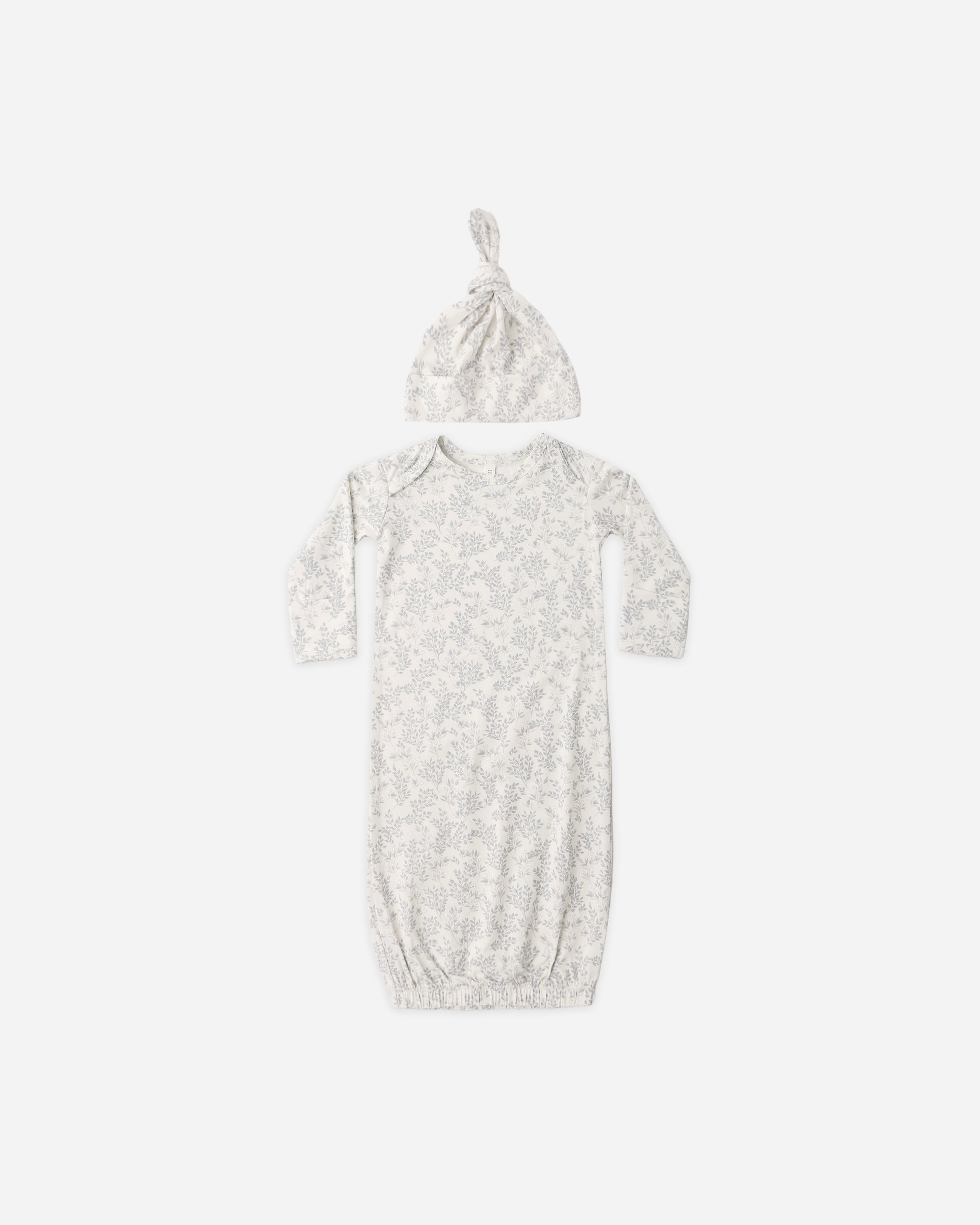 Quincy Mae Bamboo Baby Gown and Hat Set, Cloud Floral