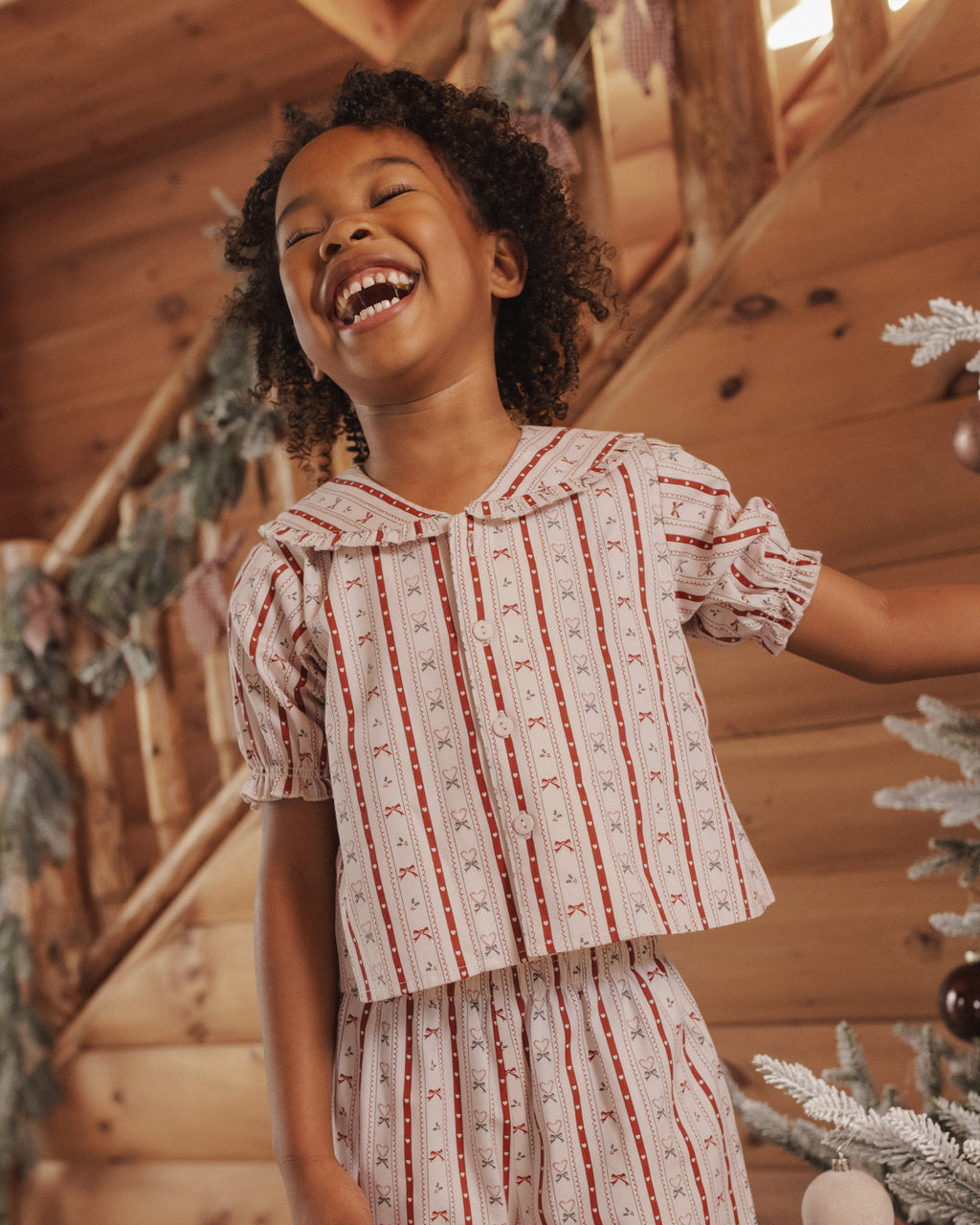 Rylee and Cru Ruffle Pajamas, Candy Cane Lane