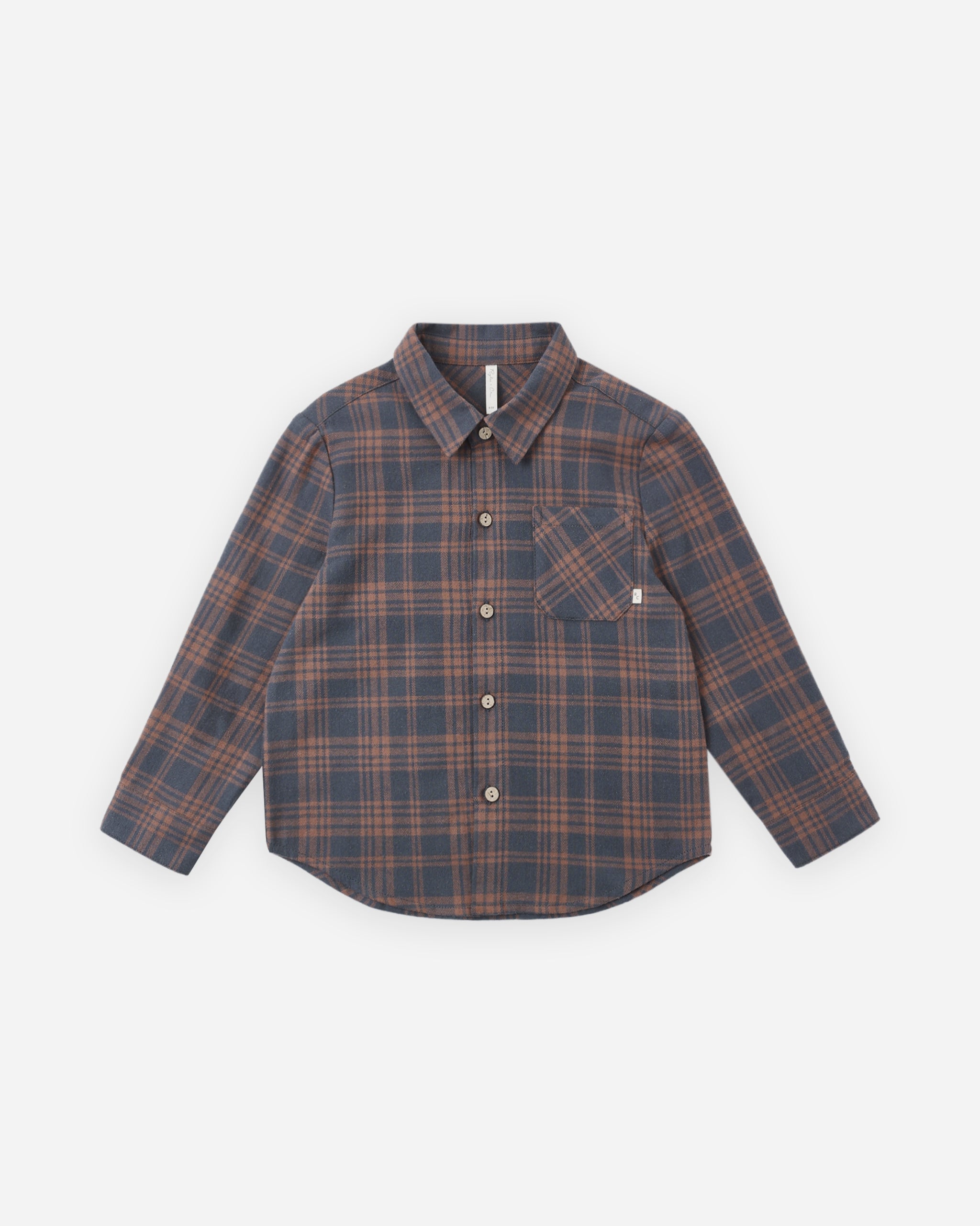 Rylee and Cru Collared Long Sleeve Shirt, Midnight Plaid