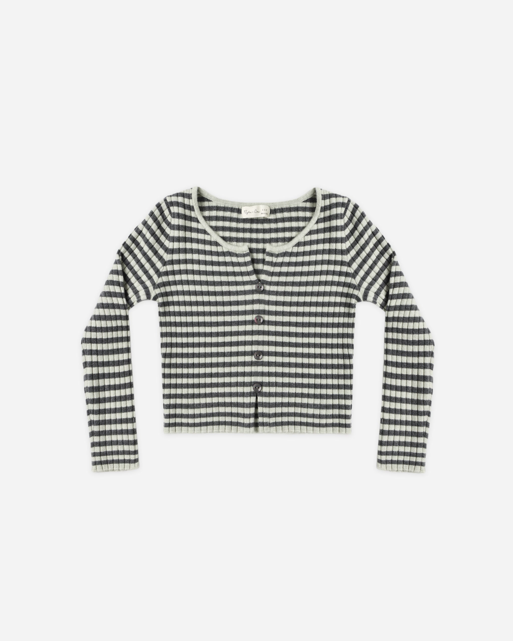 Rylee and Cru Long Sleeve Knit Tee and Flare Rib Knit Pant Set, Midnight Stripe