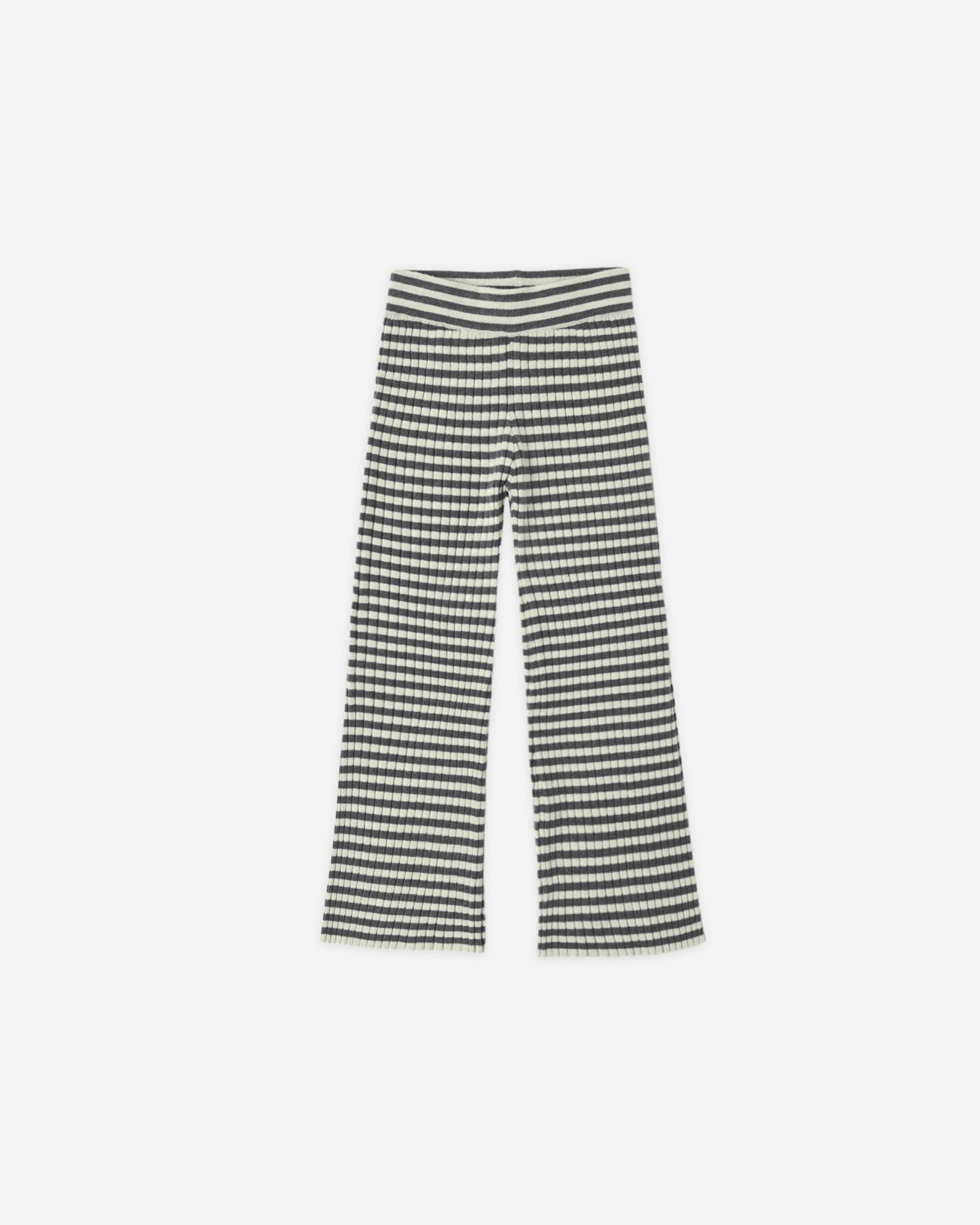 Rylee and Cru Long Sleeve Knit Tee and Flare Rib Knit Pant Set, Midnight Stripe