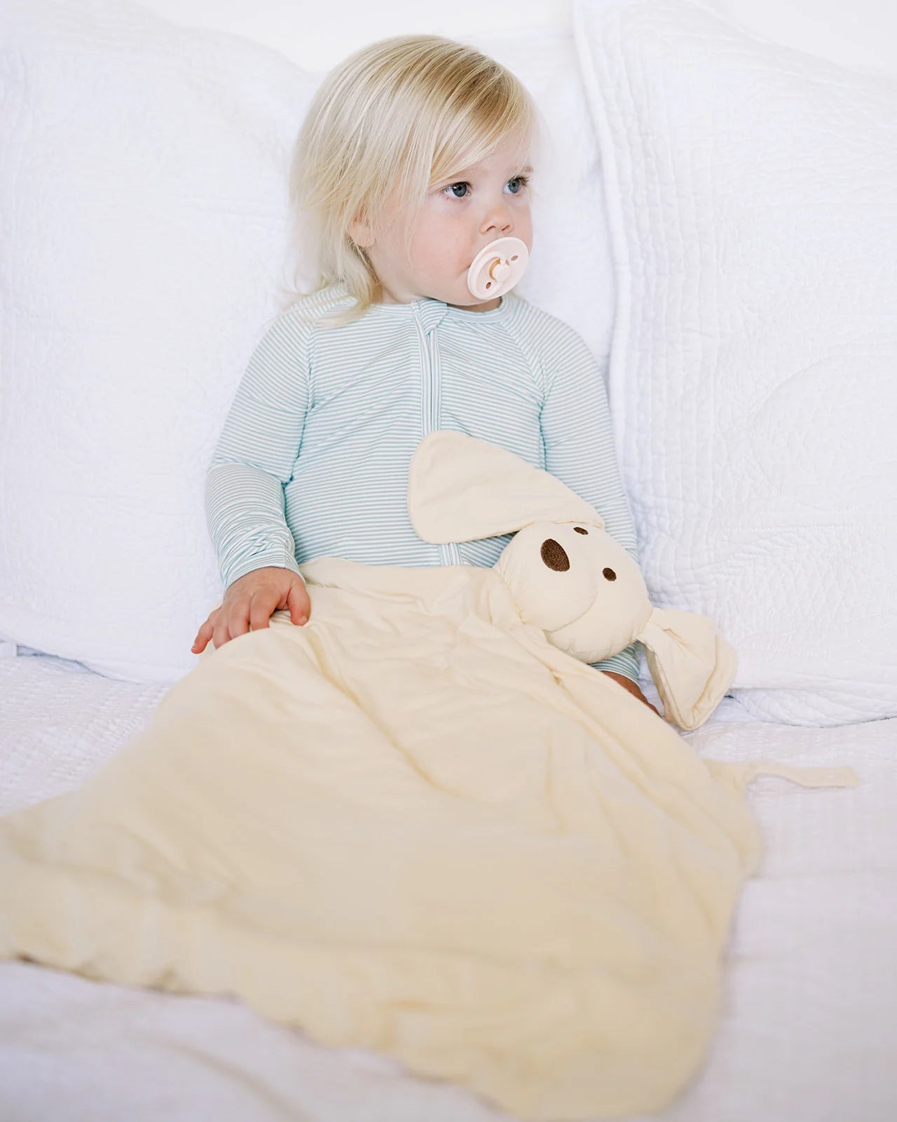 The Uptown Baby Sleep Romper, Pistachio Mini Stripe - Flying Ryno