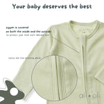 Ali + Oli Baby Footie 2 - Way Zipper – Organic Cotton Lounge Wear Sage - Flying Ryno
