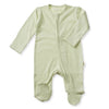 Ali + Oli Baby Footie 2 - Way Zipper – Organic Cotton Lounge Wear Sage - Flying Ryno
