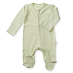 Ali + Oli Baby Footie 2 - Way Zipper – Organic Cotton Lounge Wear Sage - Flying Ryno