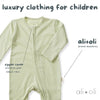Ali + Oli Baby Footie 2 - Way Zipper – Organic Cotton Lounge Wear Sage - Flying Ryno
