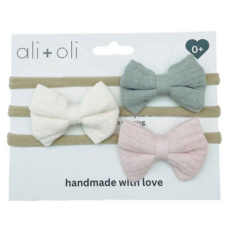 Ali+Oli Baby Headband Bow Set (Cream) - Flying Ryno