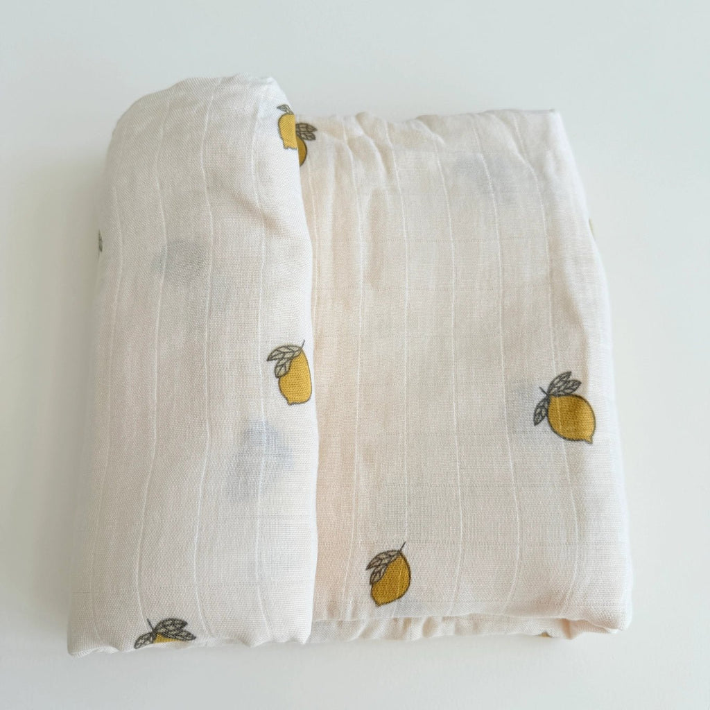 Ali+Oli Bamboo Muslin Swaddle Baby Blanket (Lemons) - Flying Ryno