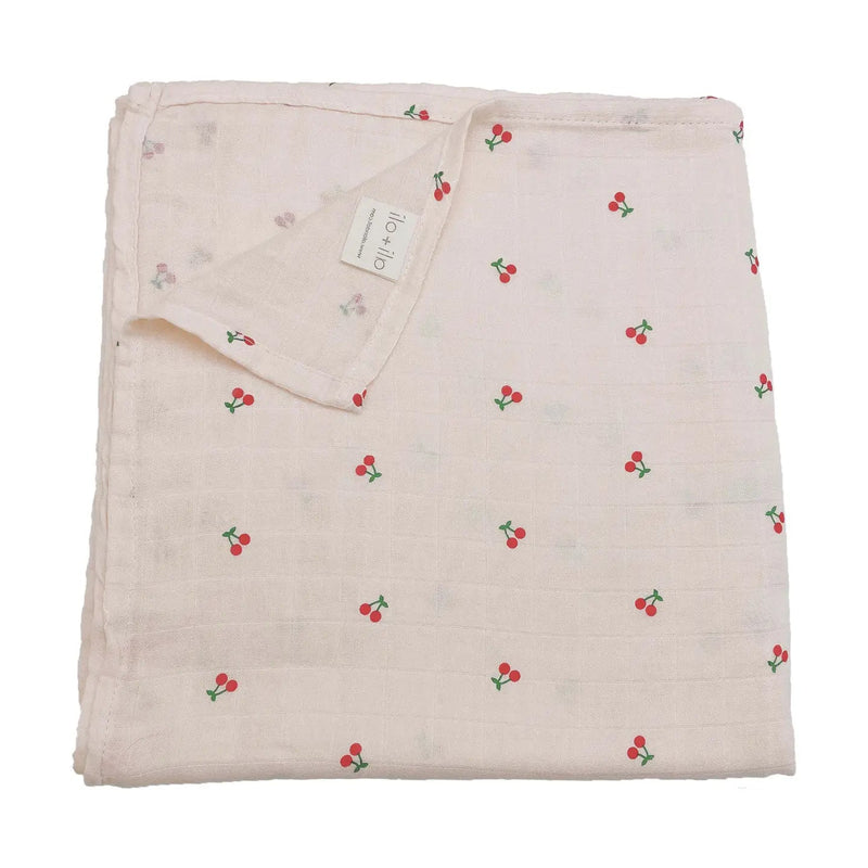 Ali+Oli Bamboo Muslin Swaddle Blanket (Cherry) - Flying Ryno