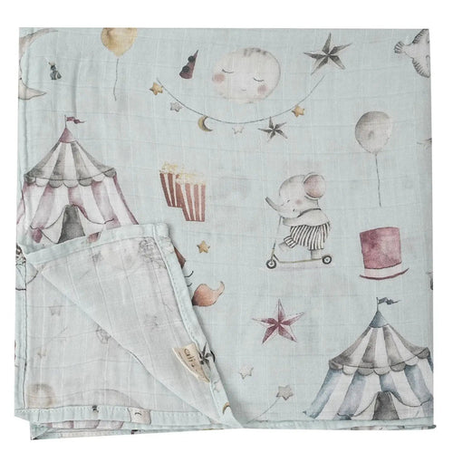 Ali+Oli Bamboo Muslin Swaddle Blanket (Circus) - Flying Ryno