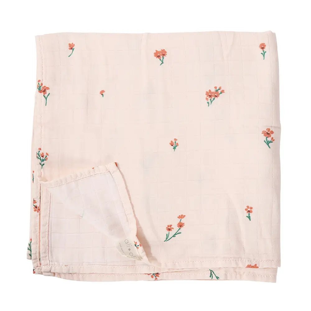 Ali+Oli Bamboo Muslin Swaddle Blanket (Petite Posies) - Flying Ryno