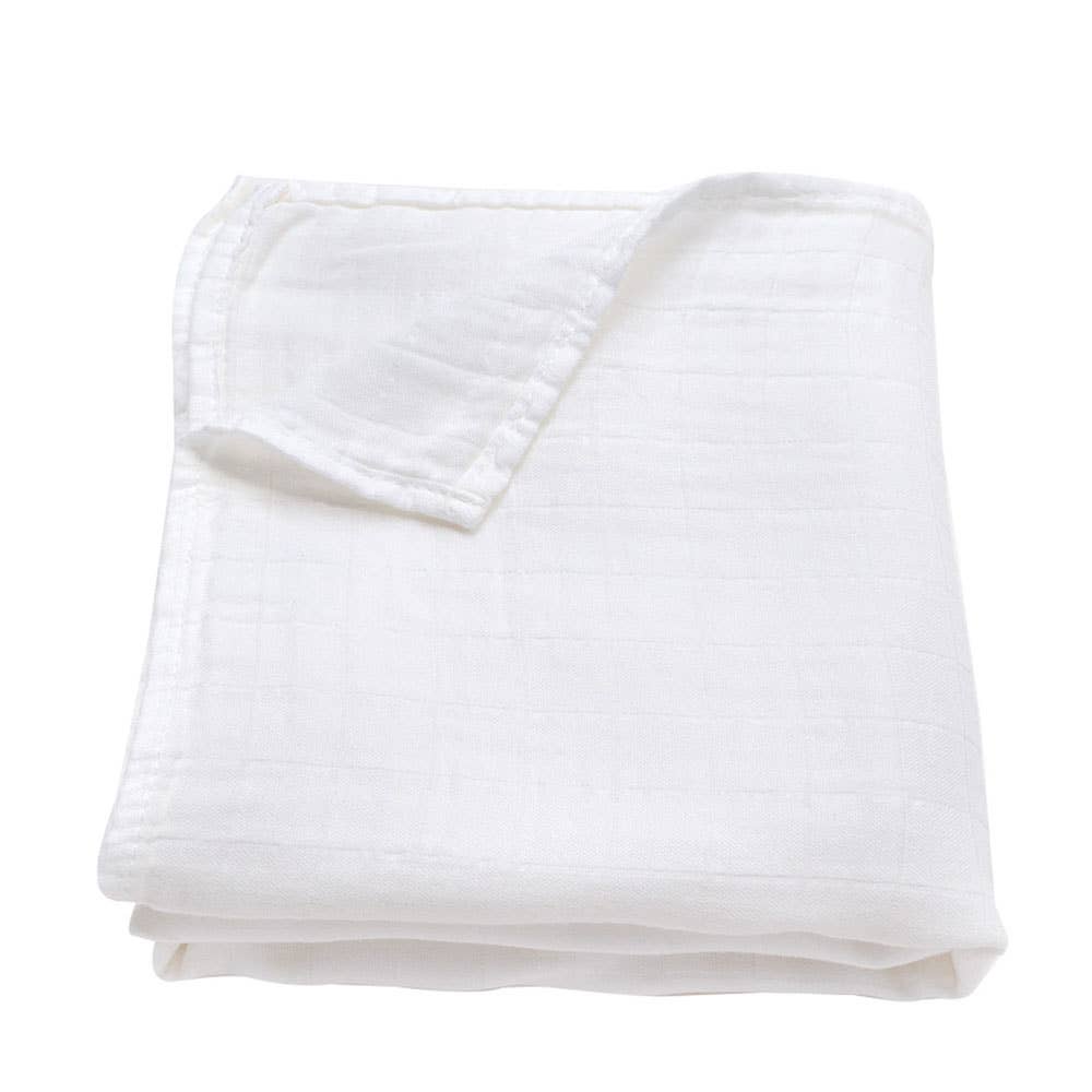 Ali+Oli Bamboo Muslin Swaddle Blanket (Pure White) - Flying Ryno