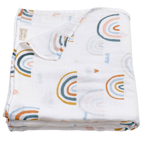 Ali+Oli Bamboo Muslin Swaddle Blanket (Rainbow) - Flying Ryno
