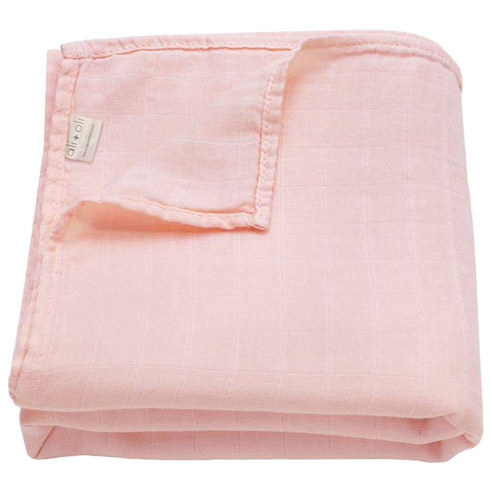 Ali+Oli Bamboo Muslin Swaddle Blanket (Soft Pink) - Flying Ryno
