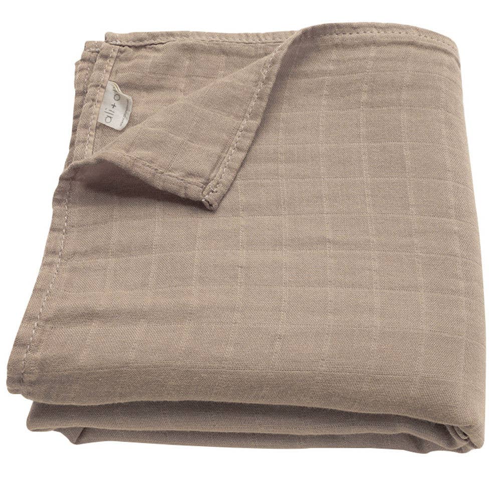 Ali+Oli Bamboo Muslin Swaddle Blanket (Taupe) - Flying Ryno