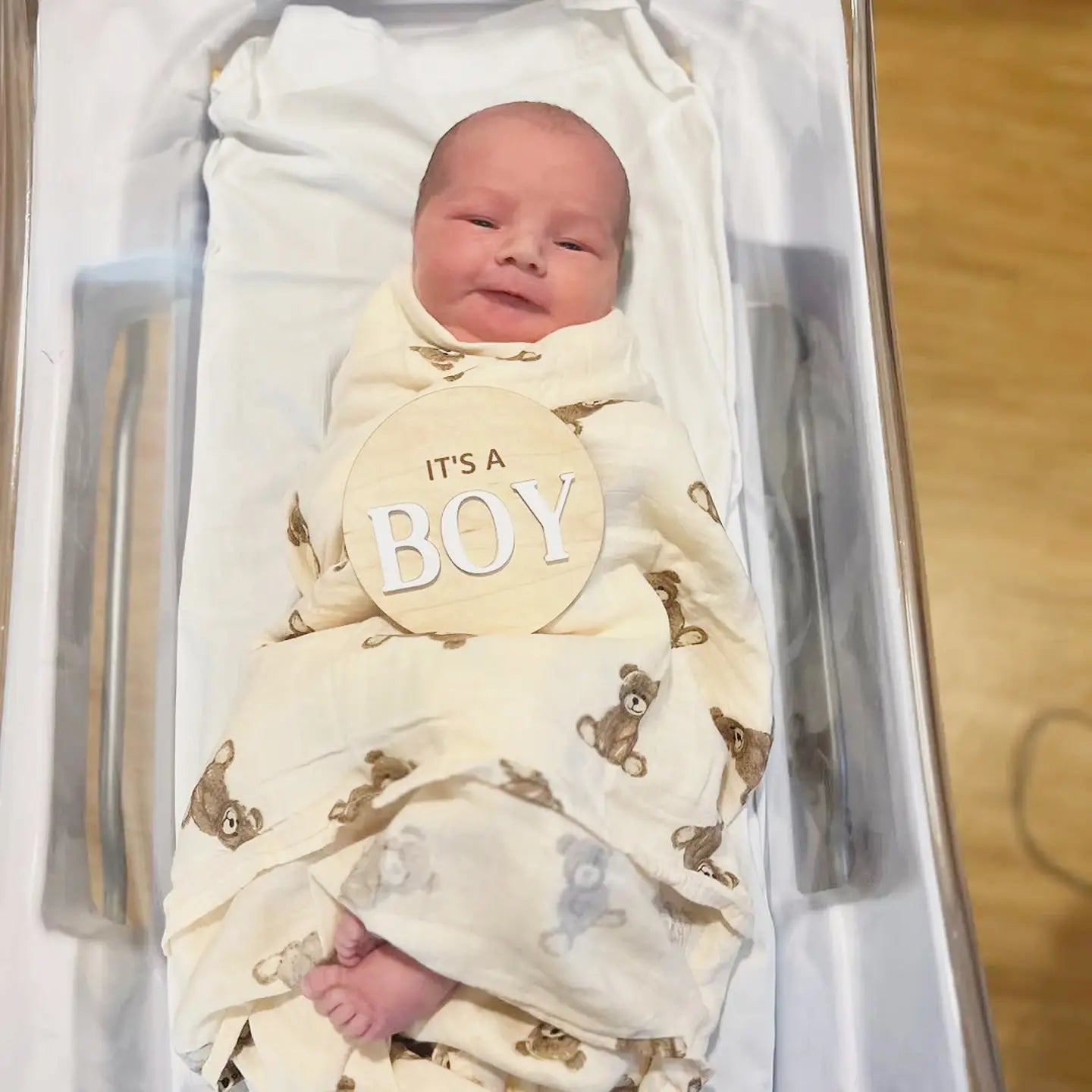 Ali+Oli Bamboo Muslin Swaddle Blanket (Teddy Bear) - Flying Ryno