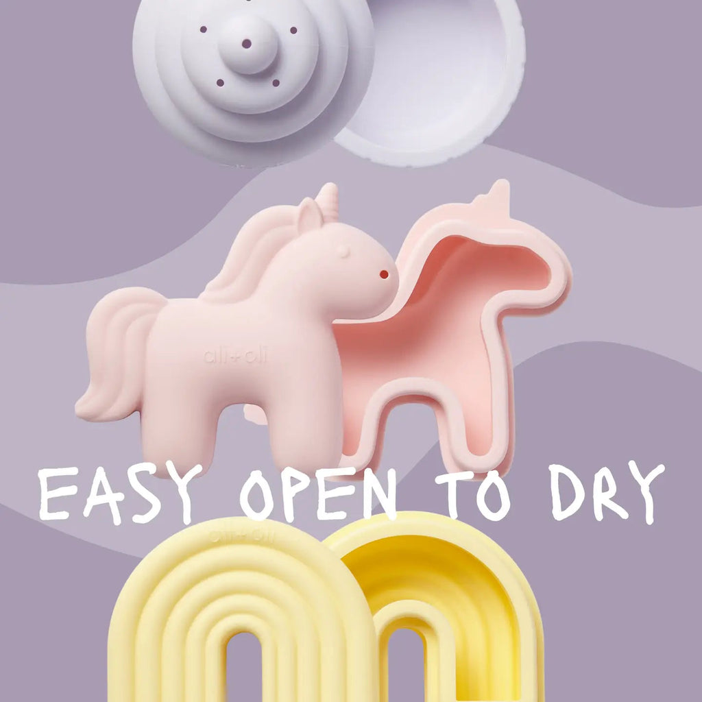 Ali+Oli Squirt Water Bath Toy Set (Unicorn Theme) Mold Free - Flying Ryno