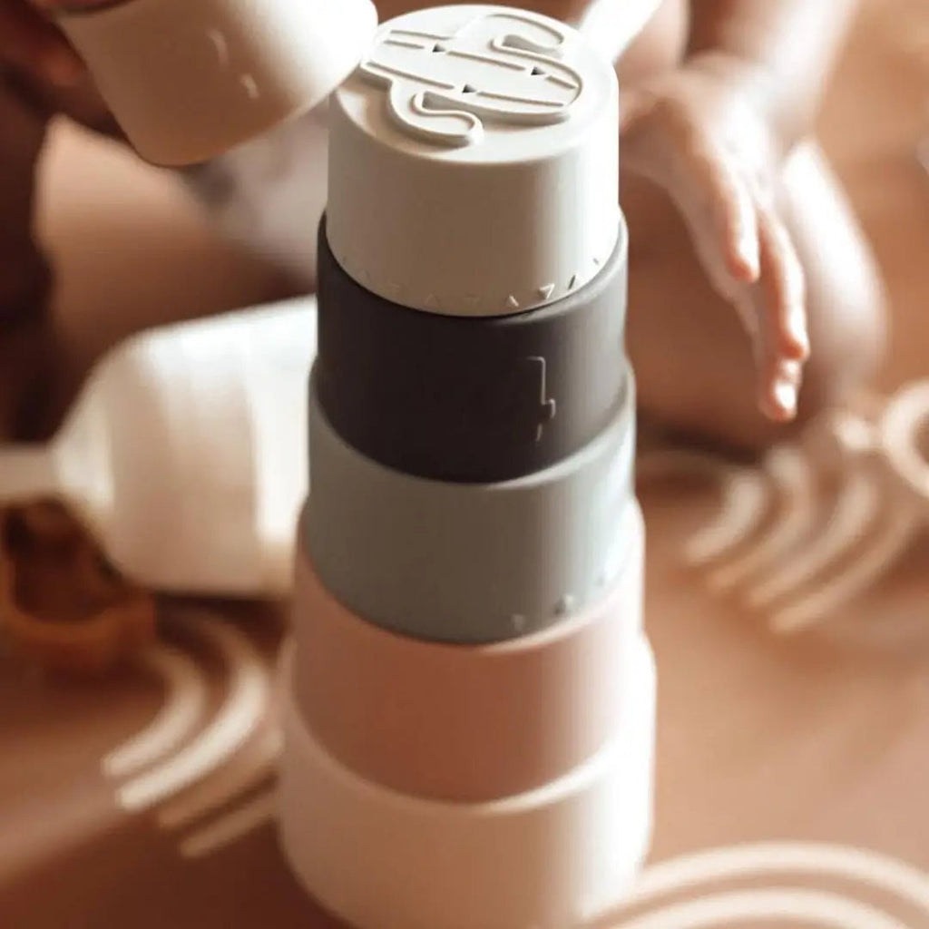Ali+Ollie Stacking Cups Toy Soft Silicone with Shapes Bath or Beach - Flying Ryno