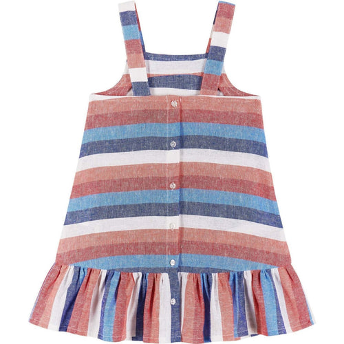 Andy and Evan Americana Striped Chambray Dress W/ruffle & Bow Details - Flying Ryno