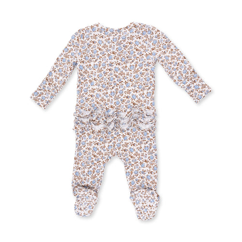 Angel Dear 2 Way Ruffle Back Zipper Footie, Hazel Floral - Flying Ryno
