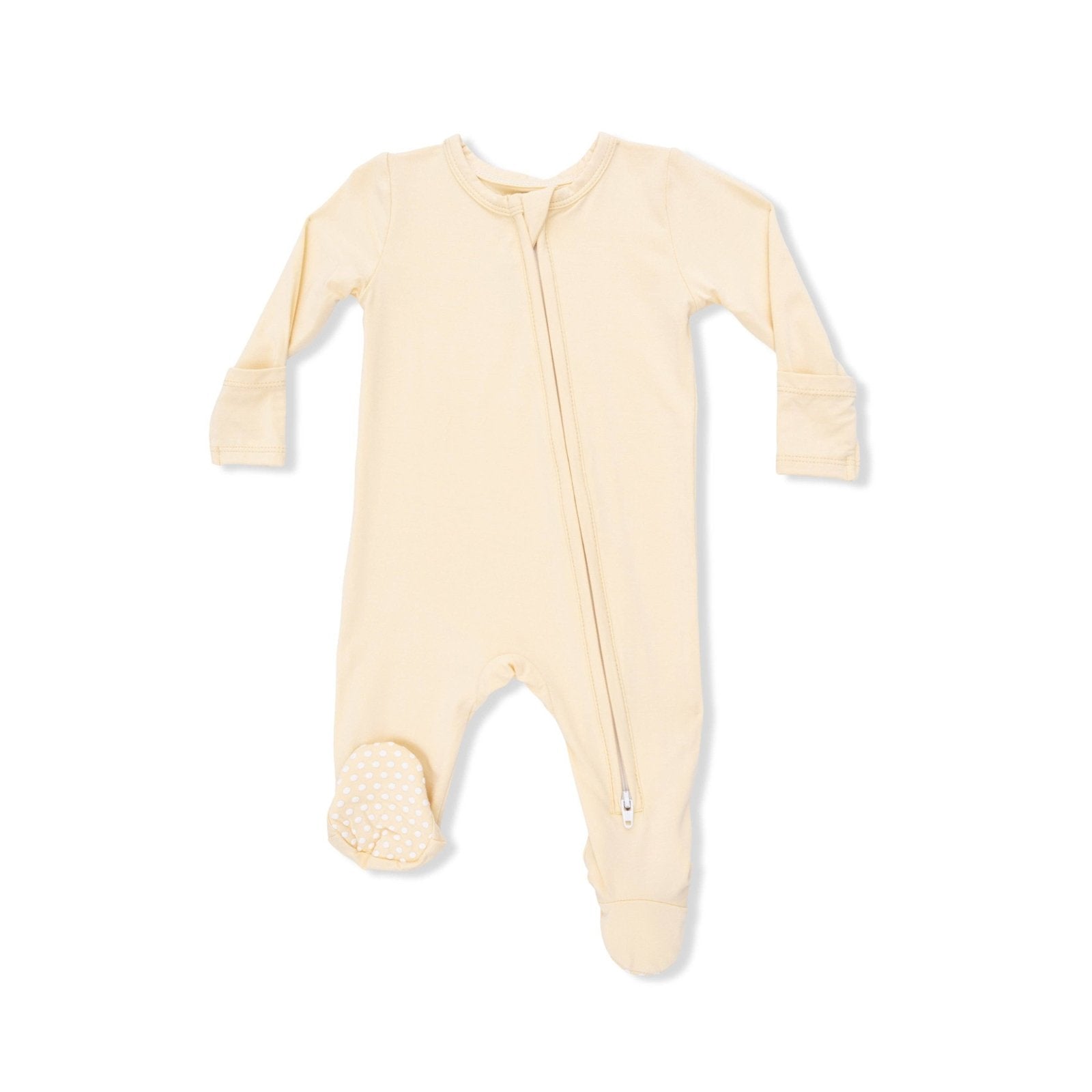 Angel Dear 2 Way Zipper Footie, Solid Italian Straw - Flying Ryno