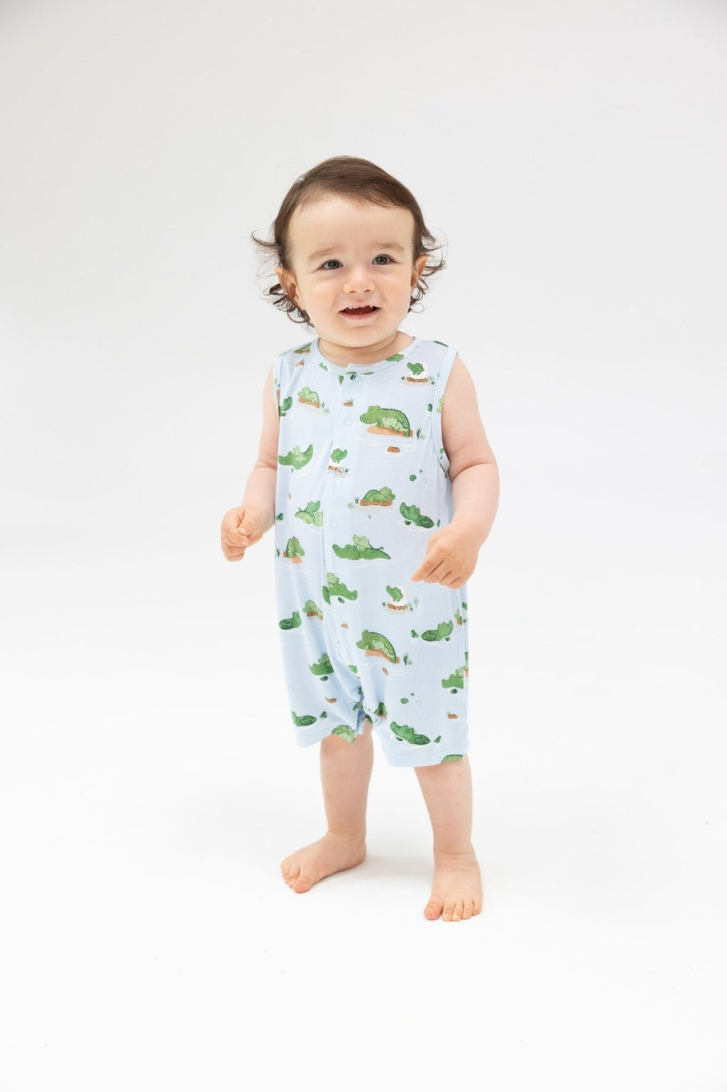 Angel Dear Alligator Blue Sleeveless Shortie Romper - Flying Ryno