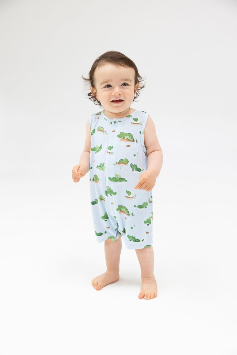 Angel Dear Alligator Blue Sleeveless Shortie Romper - Flying Ryno