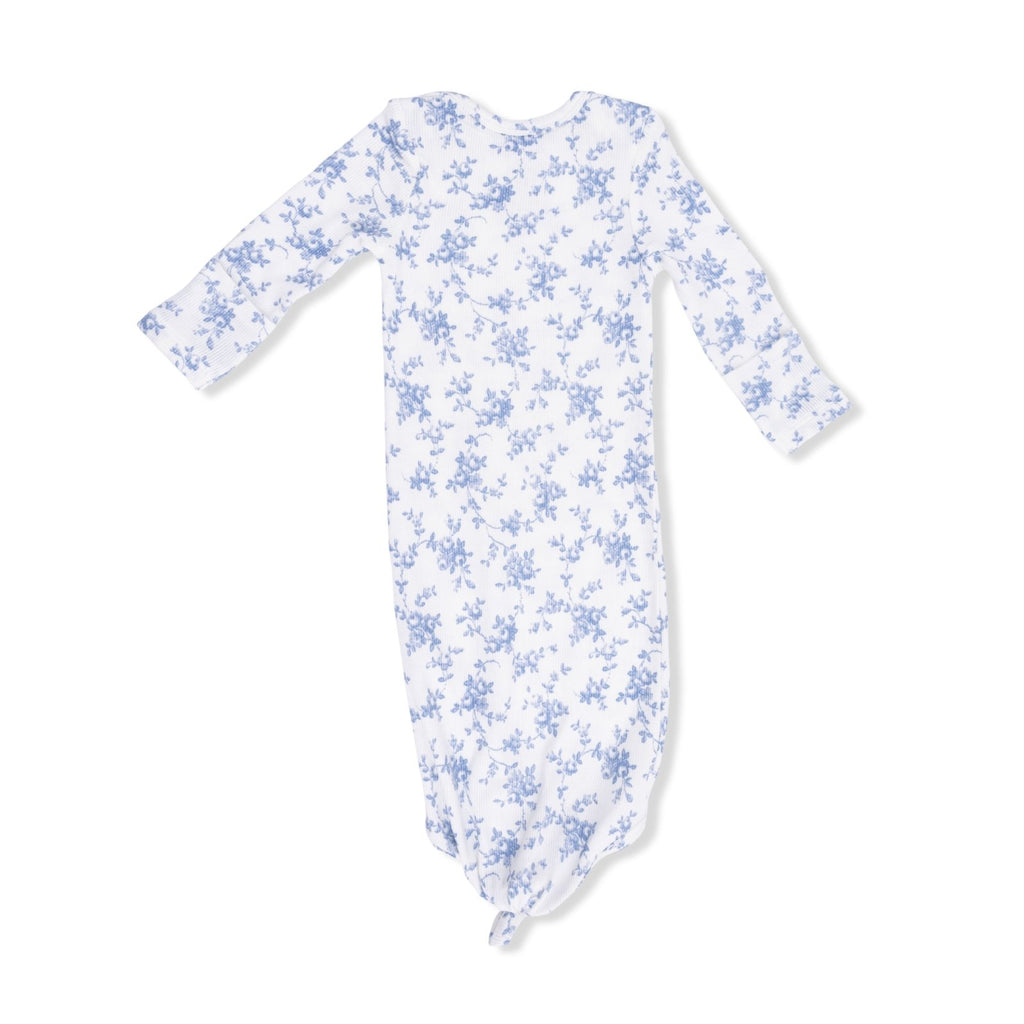 Angel Dear Baby Blue Vines Floral - Knotted Gown And Headband - Flying Ryno