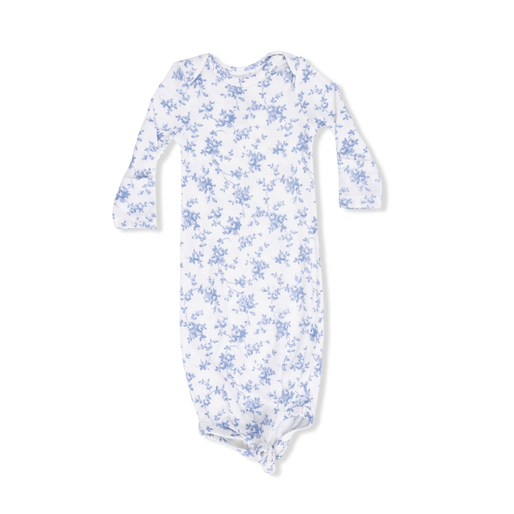 Angel Dear Baby Blue Vines Floral - Knotted Gown And Headband - Flying Ryno