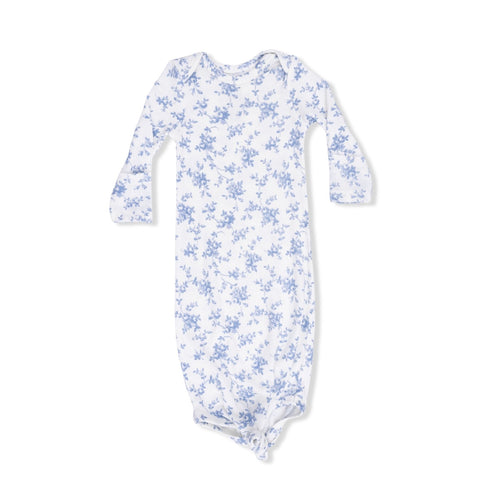 Angel Dear Baby Blue Vines Floral - Knotted Gown And Headband - Flying Ryno