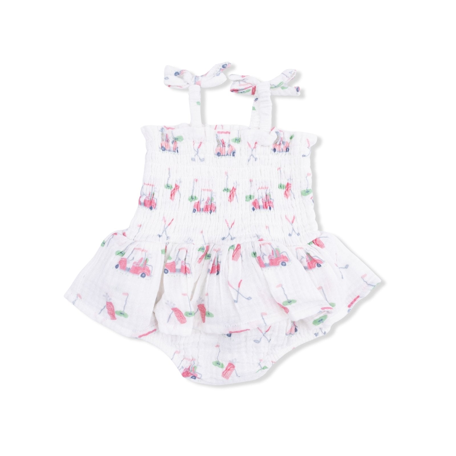 Angel Dear Baby Golf Carts Pink - Smocked Bubble With Skirt - Flying Ryno