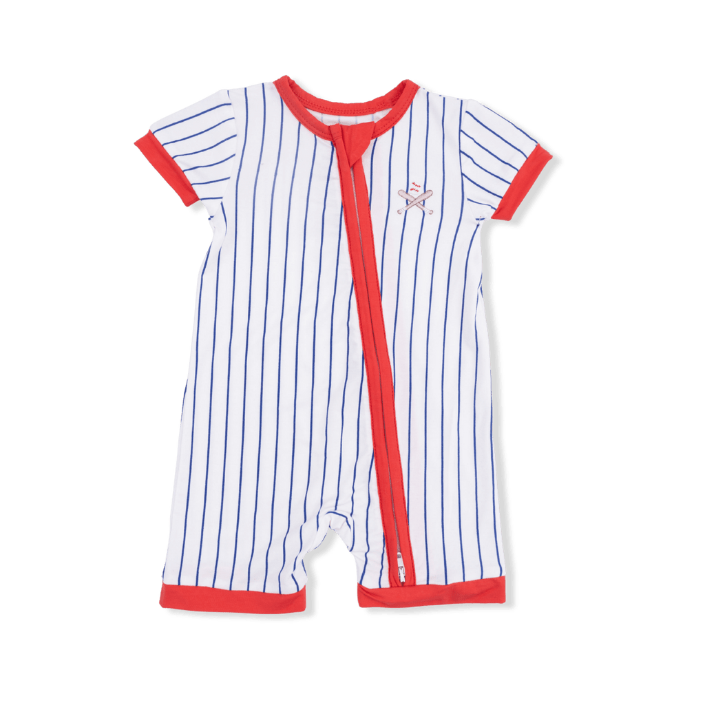 Angel Dear Baseball Stripe - Shortie 2 Way Zipper Romper - Flying Ryno