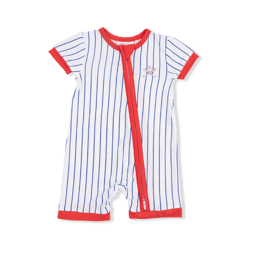 Angel Dear Baseball Stripe - Shortie 2 Way Zipper Romper - Flying Ryno