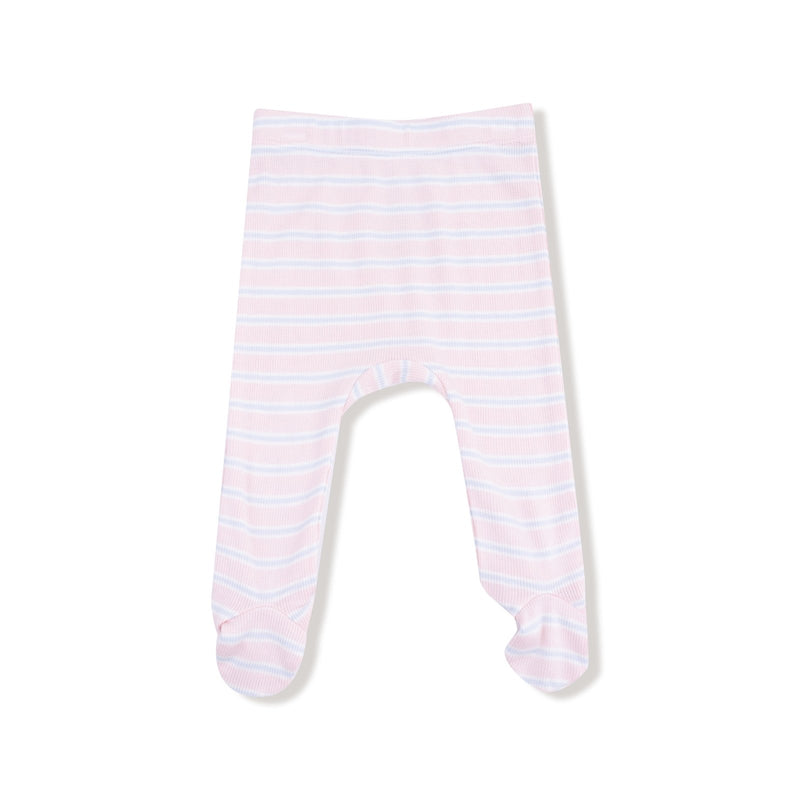 Angel Dear Basics - Multi Stripe - Pink - 2pc Longsleeve Kimono Footed Pant and Headband Set - Flying Ryno