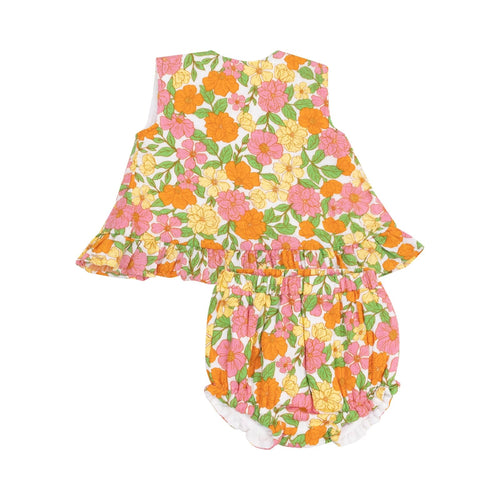 Angel Dear Botanical Retro Floral Ruffle Back Top & Bloomer - Flying Ryno