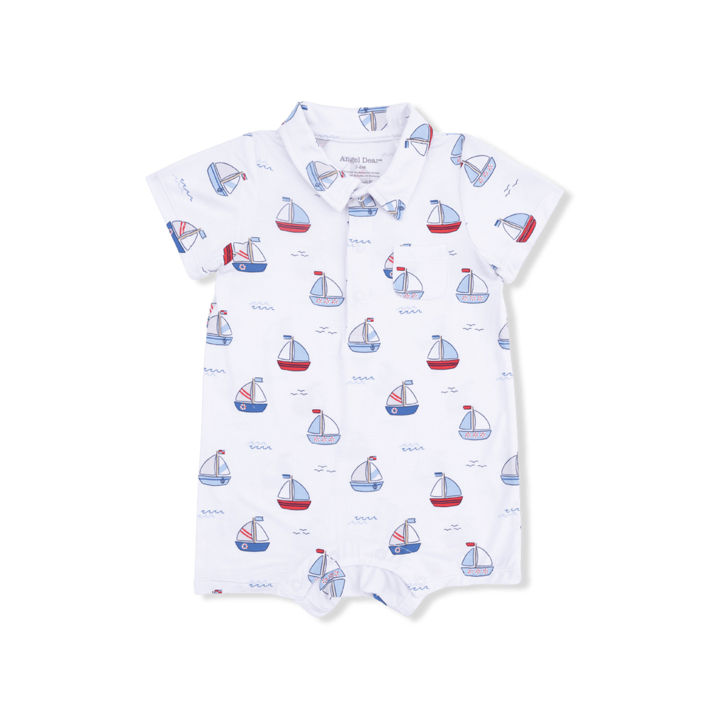 Angel Dear Bubbly Sailboats Blue - Polo Shortie - Flying Ryno