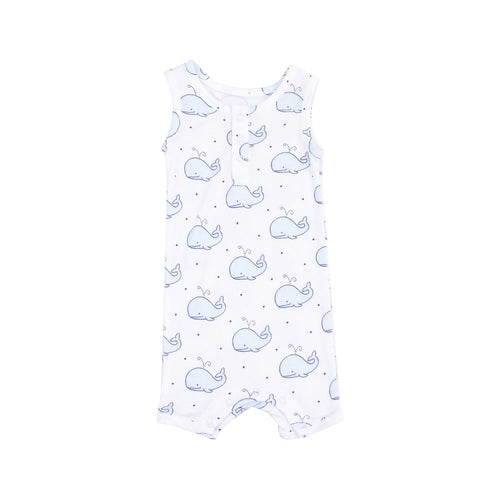 Angel Dear Bubbly Whale Blue Ribbed Sleeveless Shortie Romper - Flying Ryno
