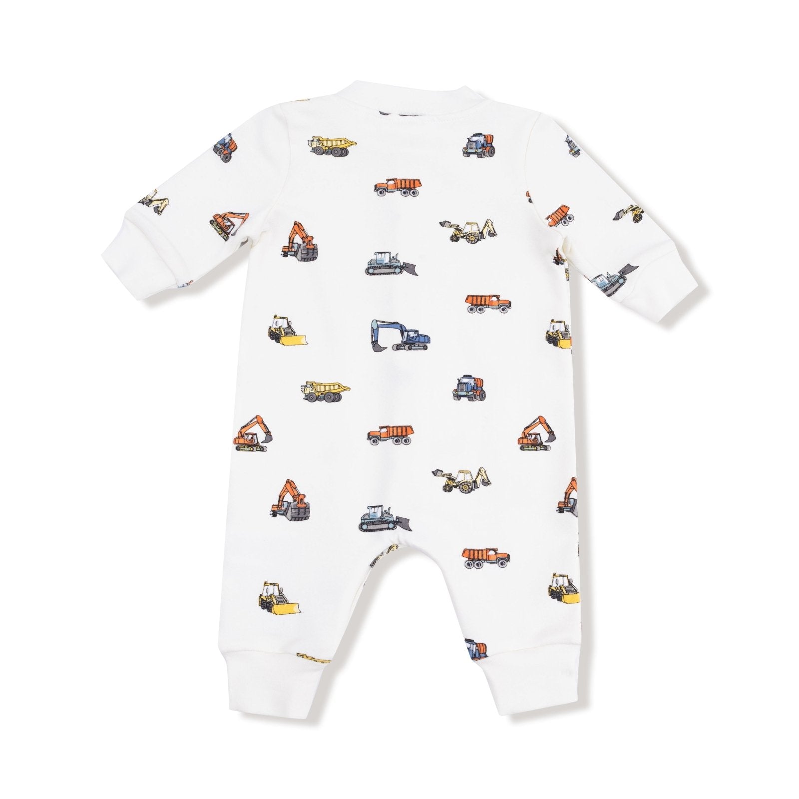 Angel Dear Construction Vehicles - French Terry - Baseball Collar Romper With Front Placket - Flying Ryno