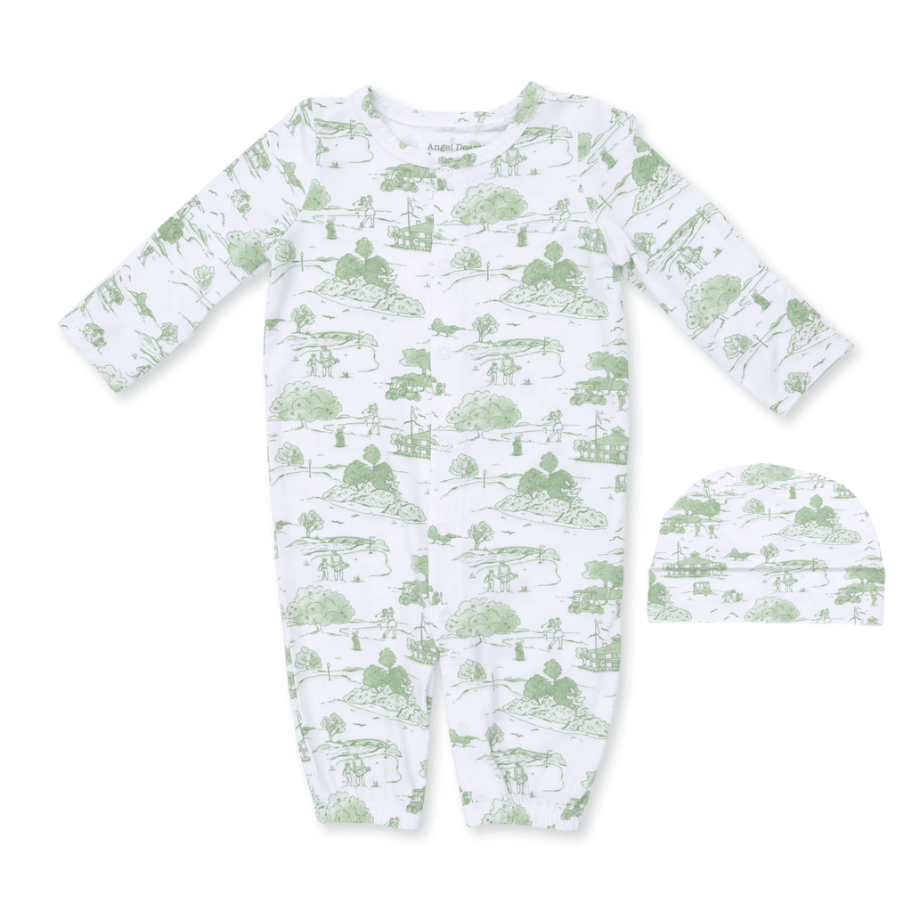 Angel Dear Convertible Gown and Beanie Hat, Golf Toile Green - Flying Ryno