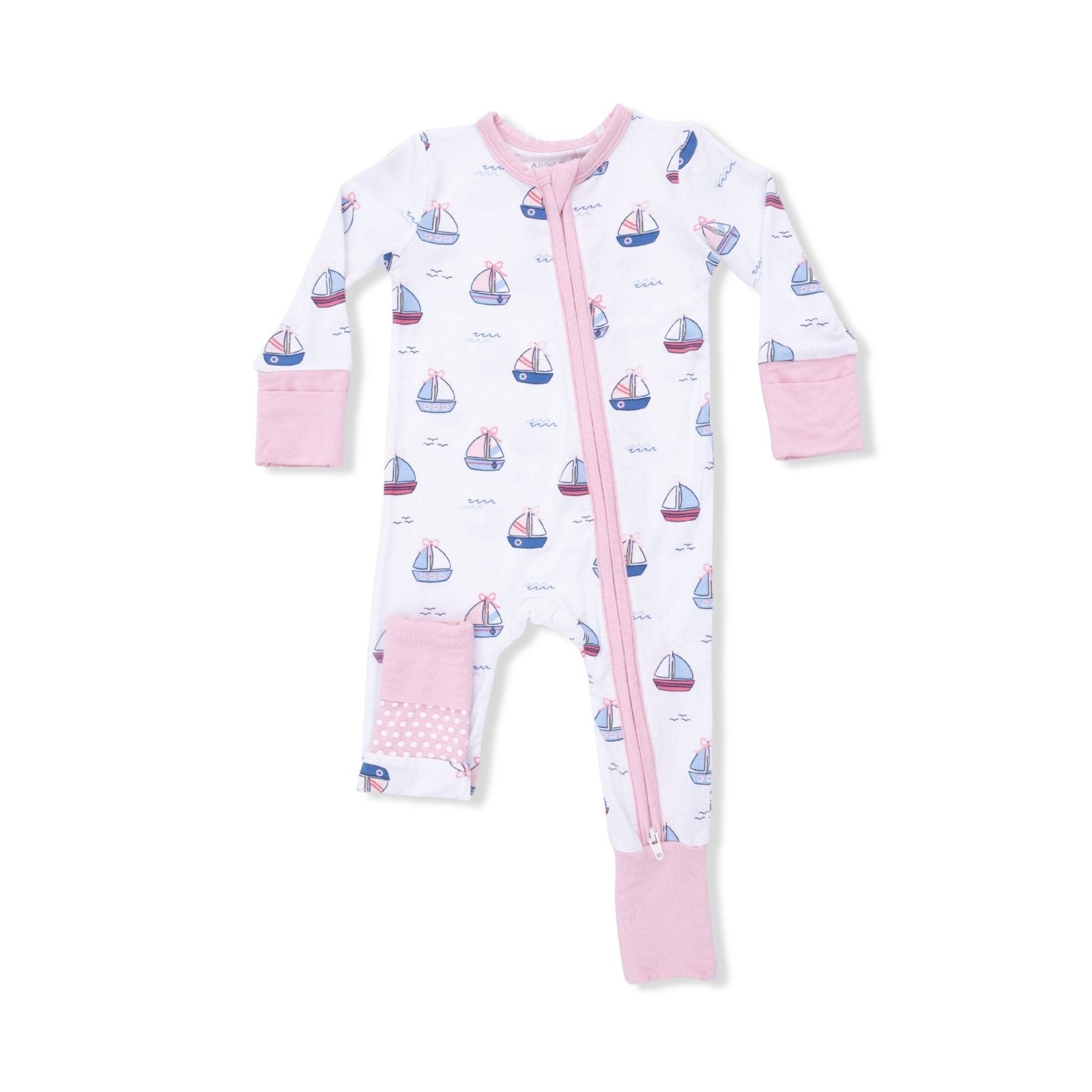 Angel Dear Convertible Romper, Bubbly Sailboats, Pink - Flying Ryno