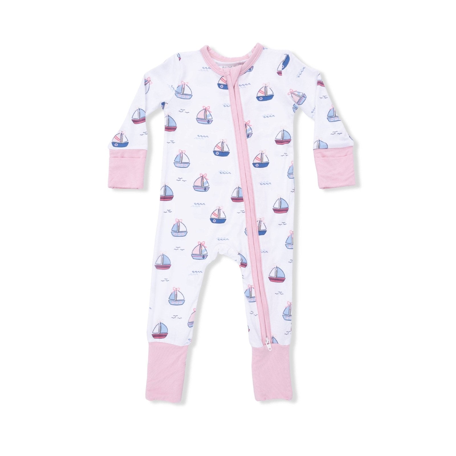 Angel Dear Convertible Romper, Bubbly Sailboats, Pink - Flying Ryno